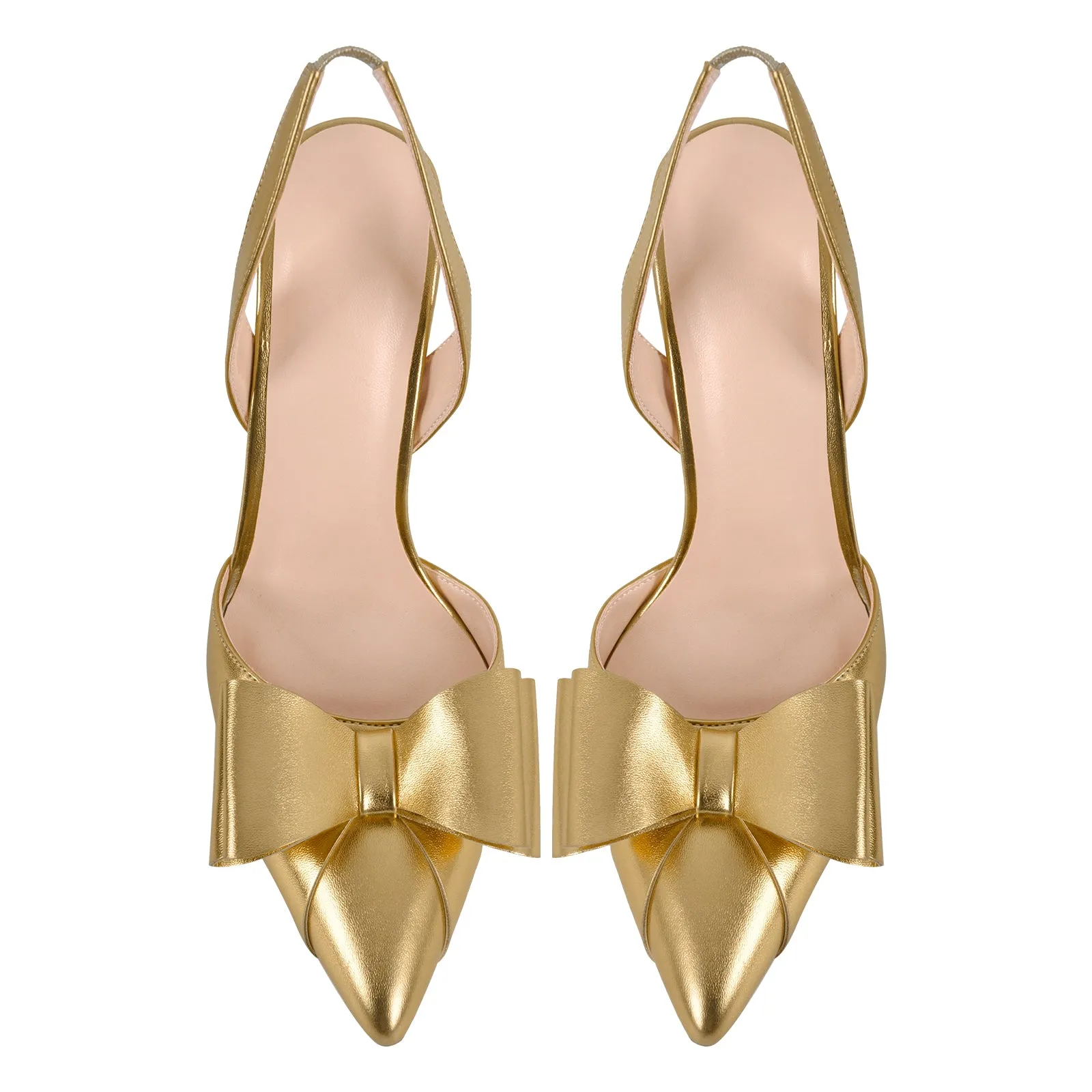 Bow Pointed Toe Slingback Stiletto Pumps