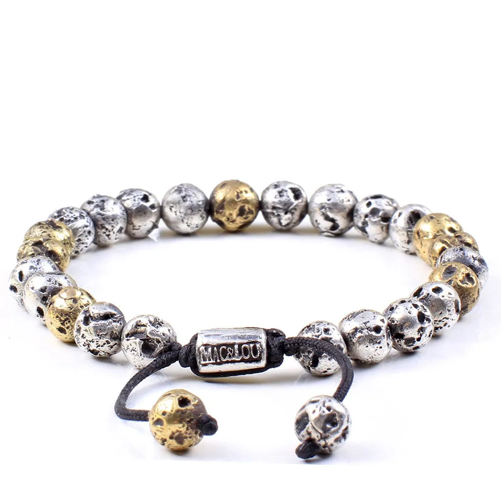 Brass & Silver Lava Rock Stalked Bracelet