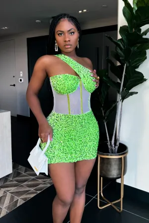 DANCE TONIGHT SPARKLE GREEN | DRESS