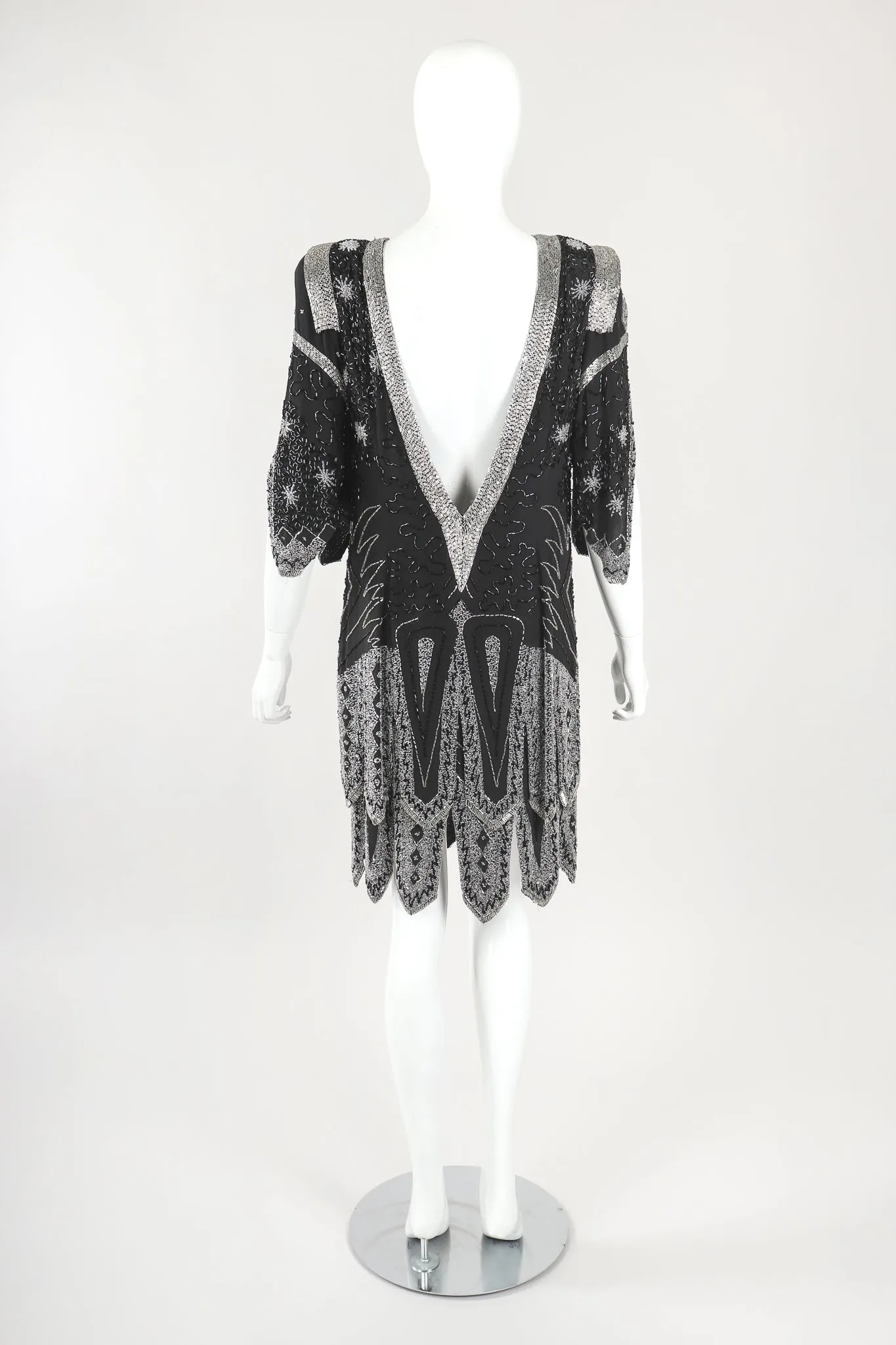 Deco Beaded Plunge Back Dress