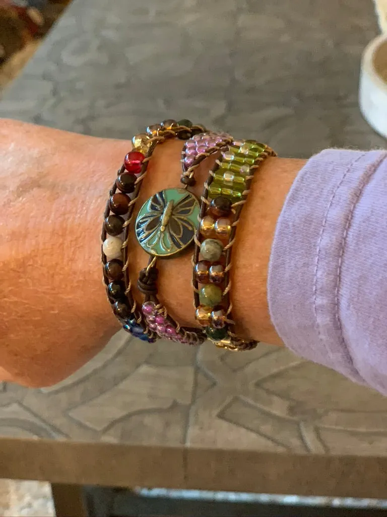 Featured Piece: Boho Spendid Triple Wrap Leather Banded Beaded Bracelet