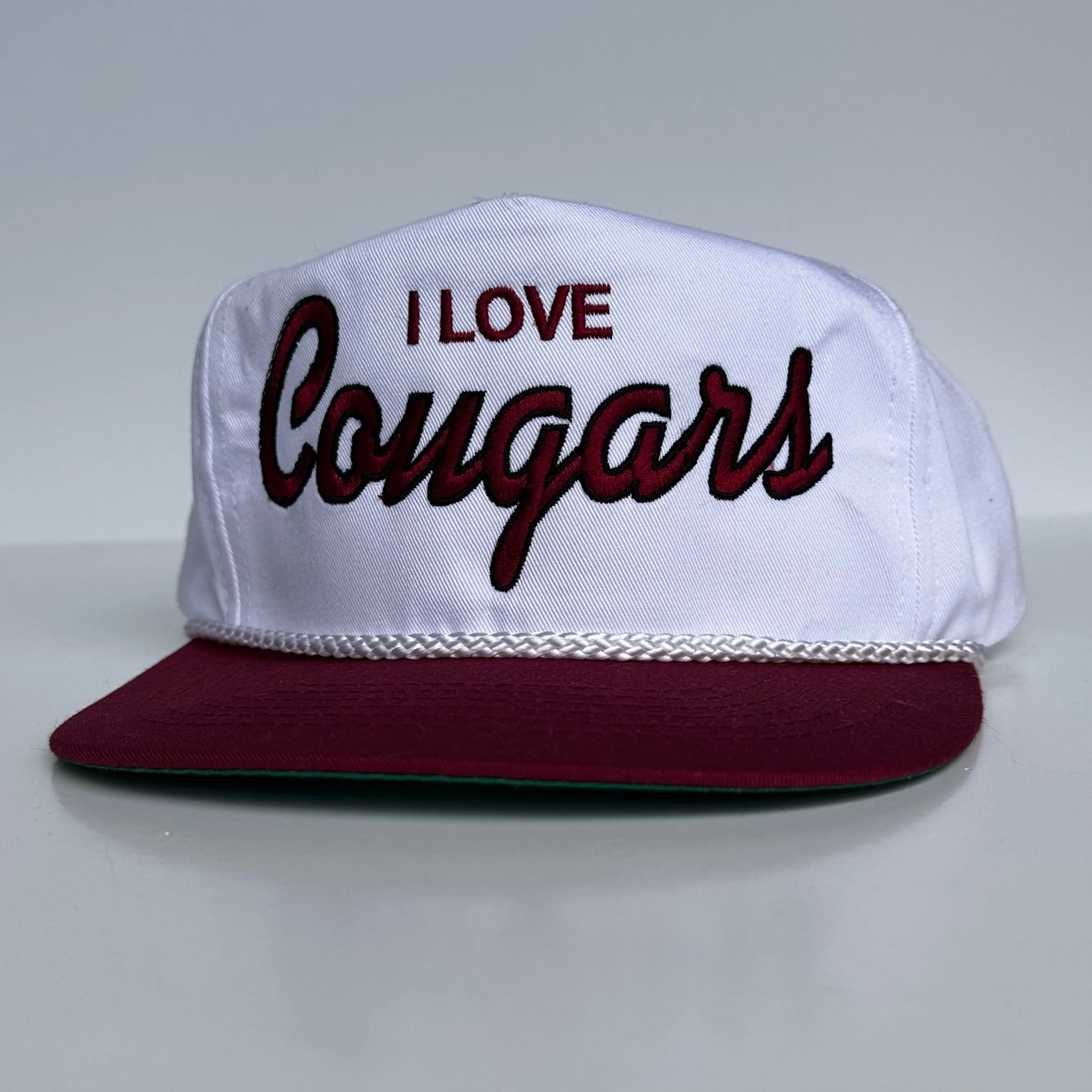 I LOVE COUGARS Funny Vintage Rope SnapBack Cap Hat Custom Embroidered