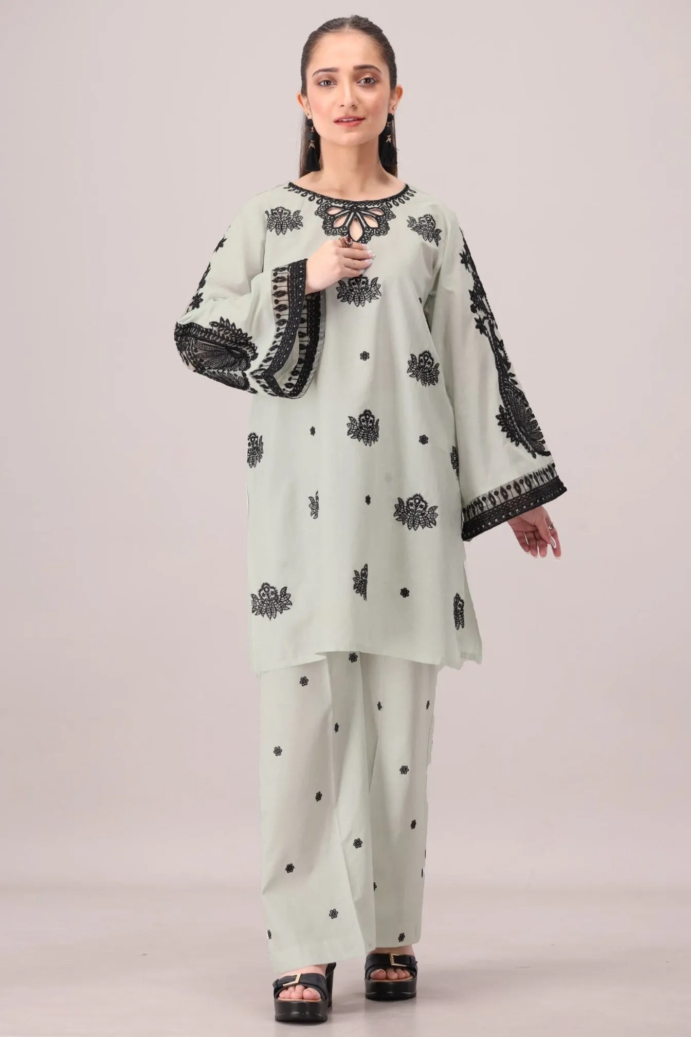 LEM-32 2PC EMBROIDERED LAWN STITCHED