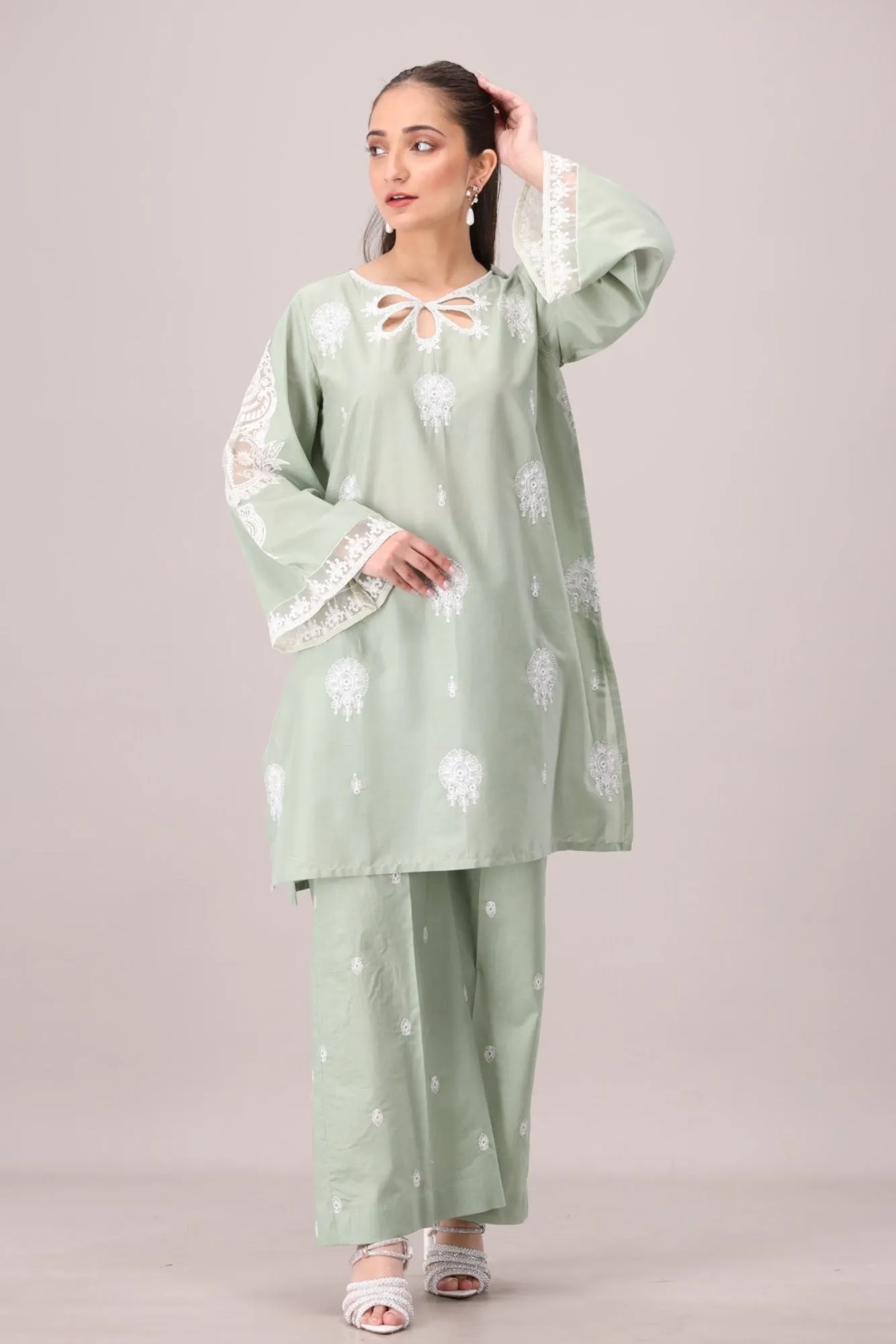 LEM-33 2PC EMBROIDERED LAWN STITCHED