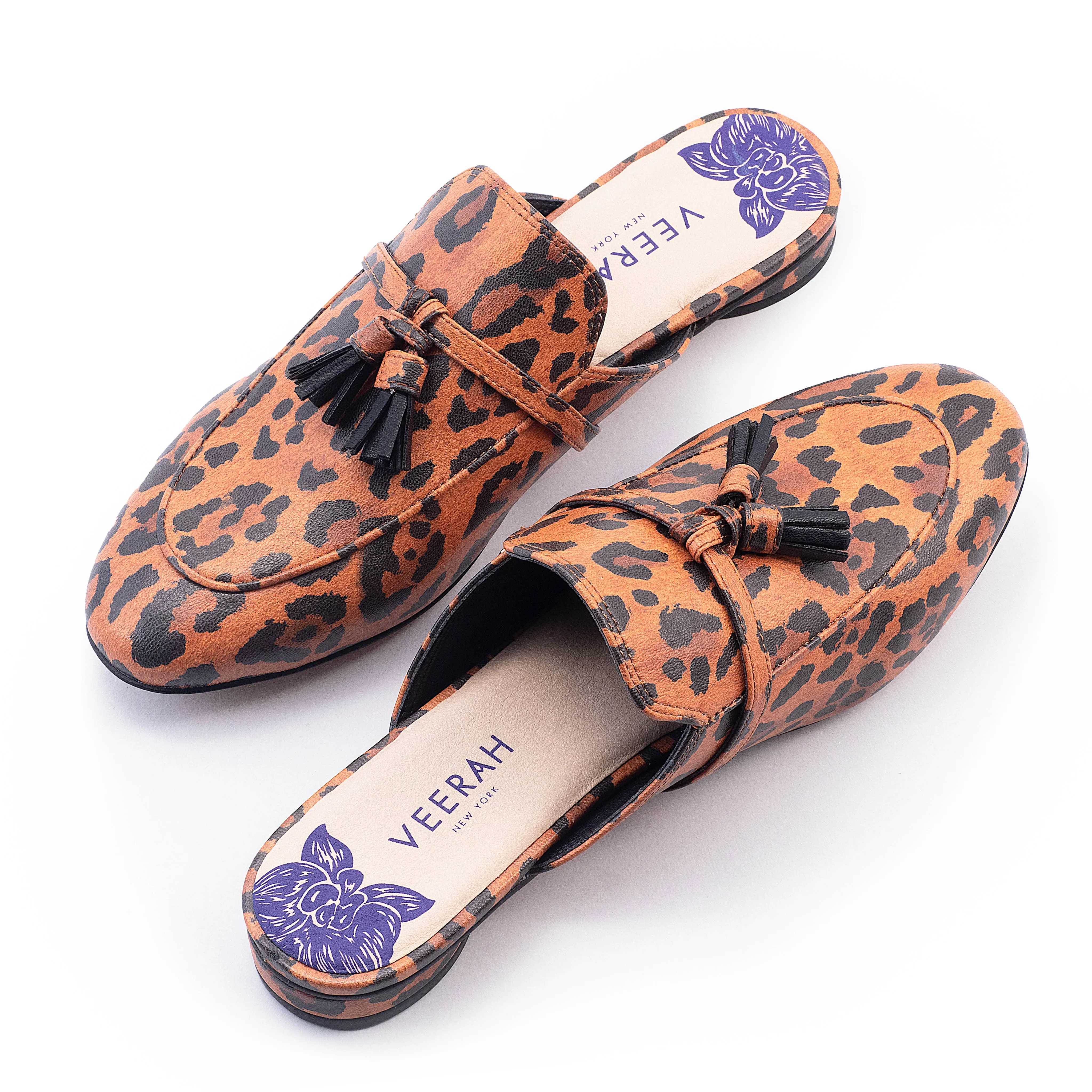 Lucy Vegan Apple Leather Loafer Mules | Leopard
