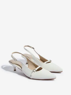 LUNA BLU White Slingback Mules