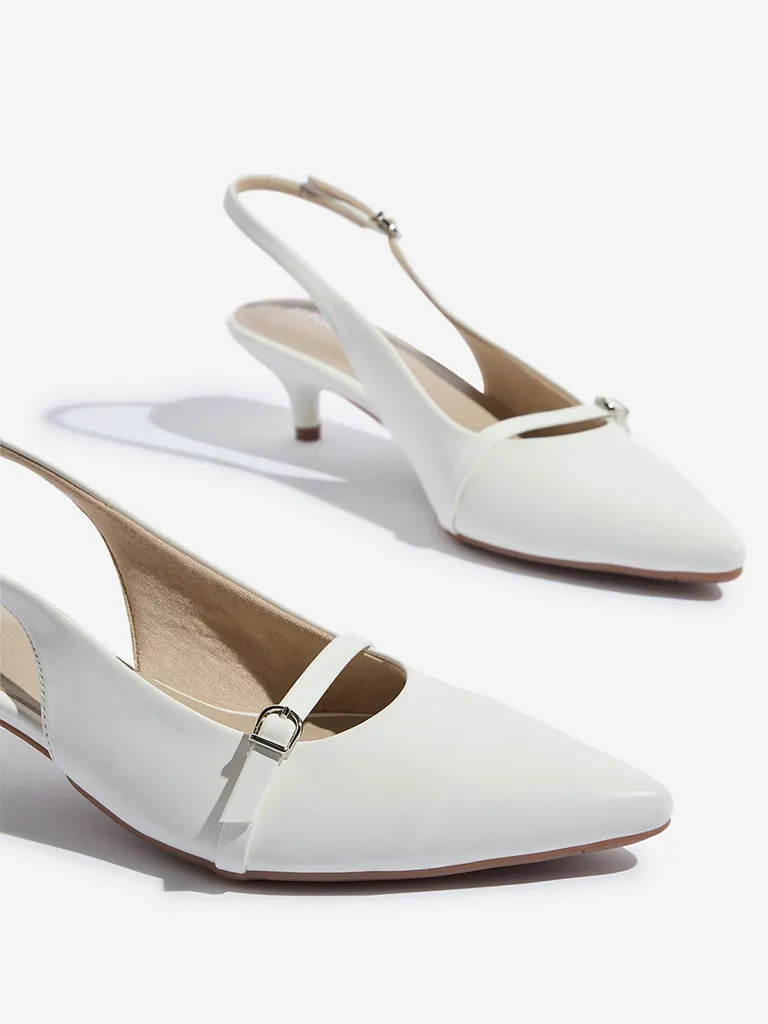 LUNA BLU White Slingback Mules