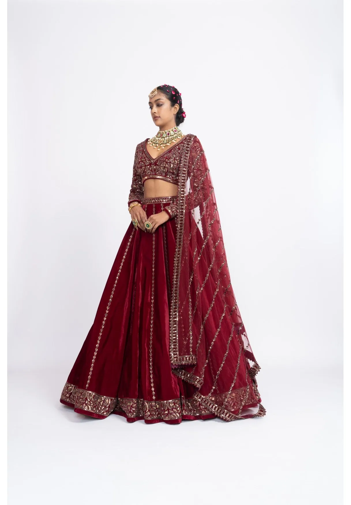 Mahroon Lehenga Set