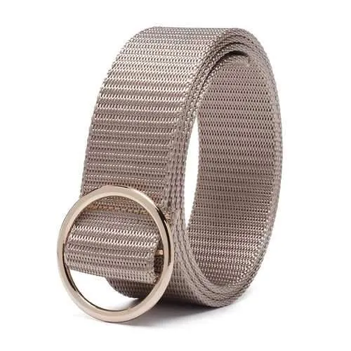 Men Casual Round Buckle Canvas Waist Belt