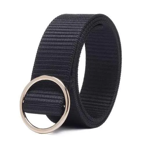Men Casual Round Buckle Canvas Waist Belt