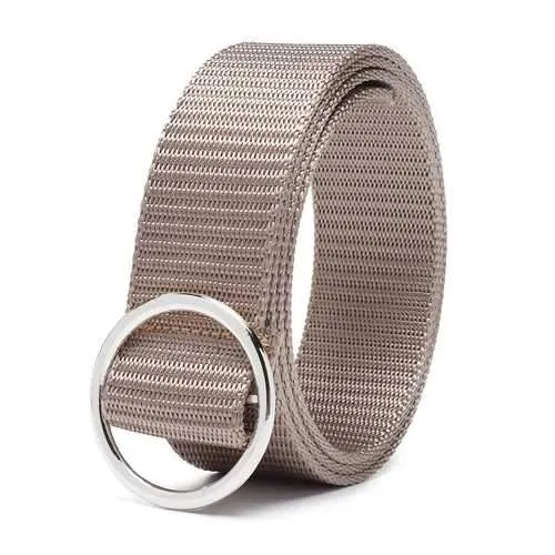 Men Casual Round Buckle Canvas Waist Belt