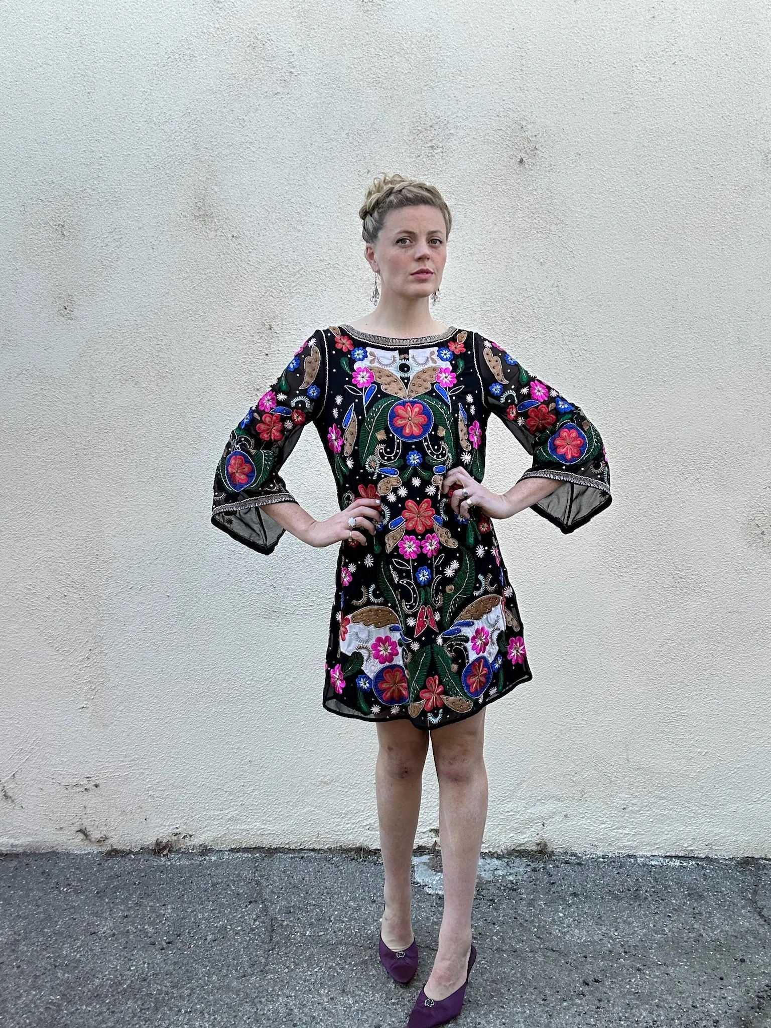 NWT Alice   Olivia Embroidered/Beaded Mini Gown