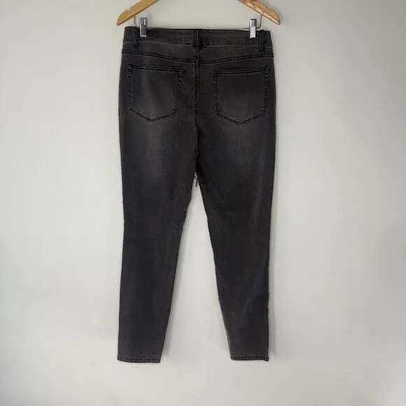 Philosophy Black Denim Jeans Floral Embroidered Bejeweled Jeans size 12