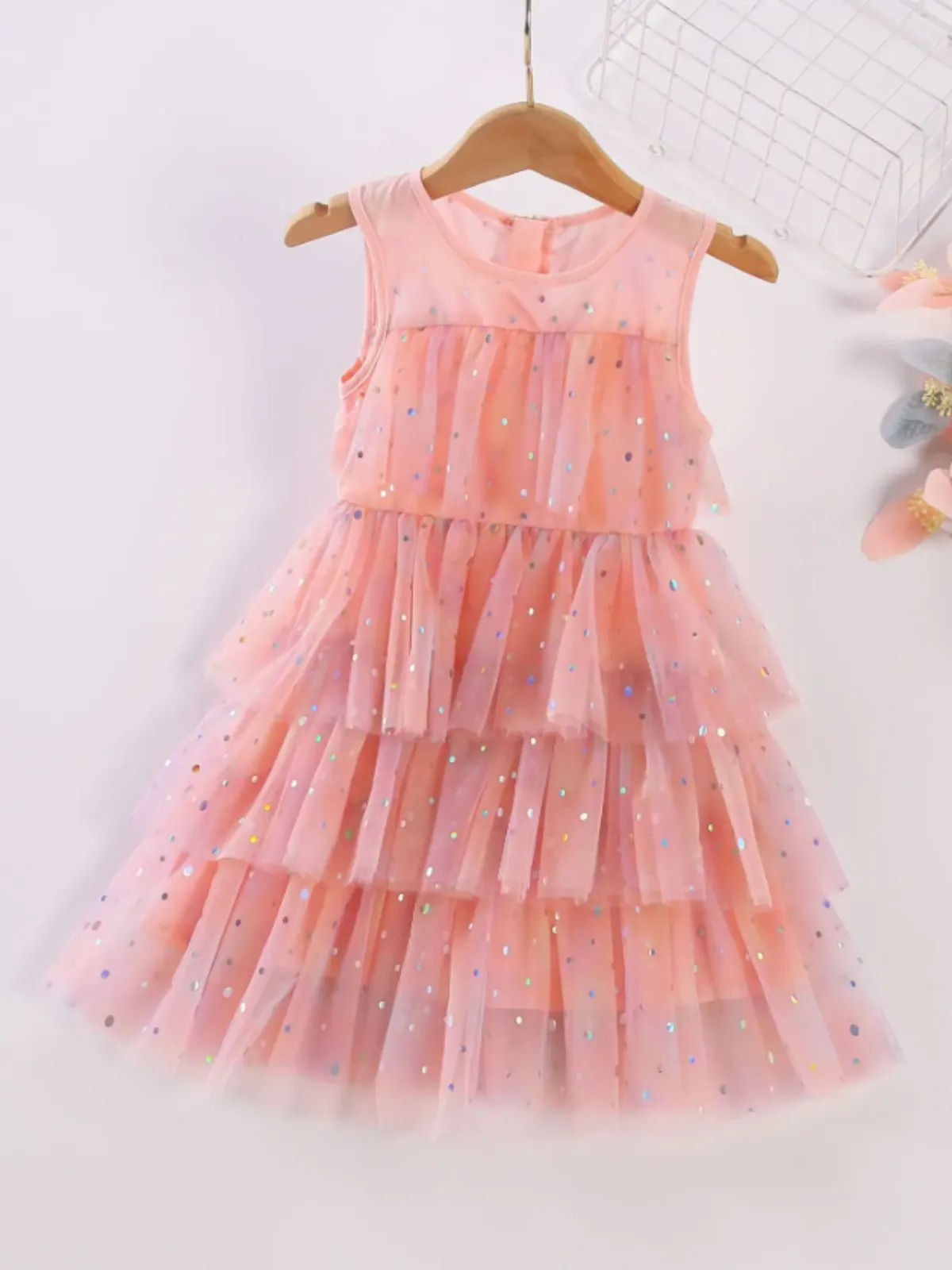 She Radiates Magic Sequined Tiered Tulle Dress