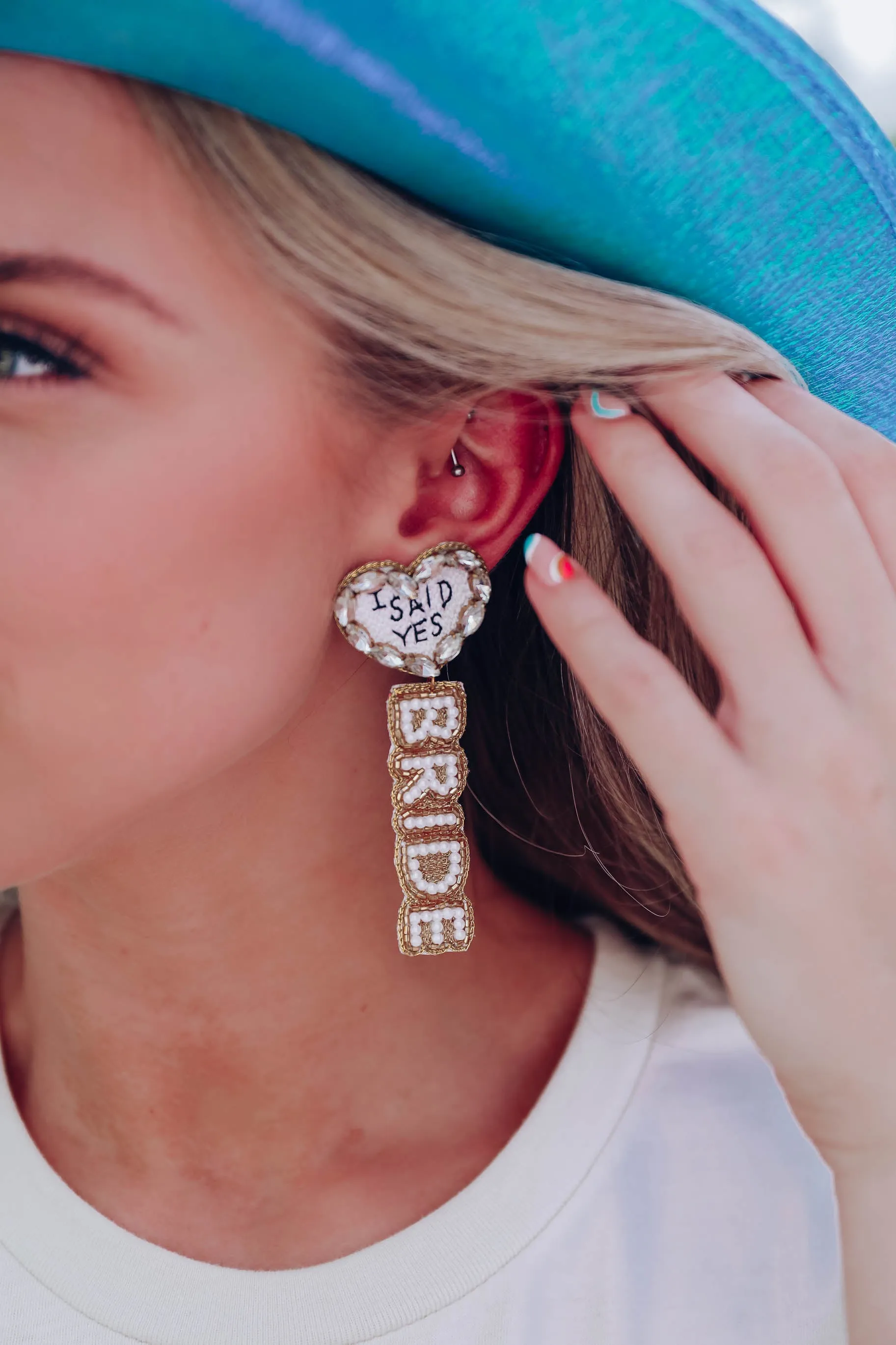 She Said Yes Bride Earrings - Gold