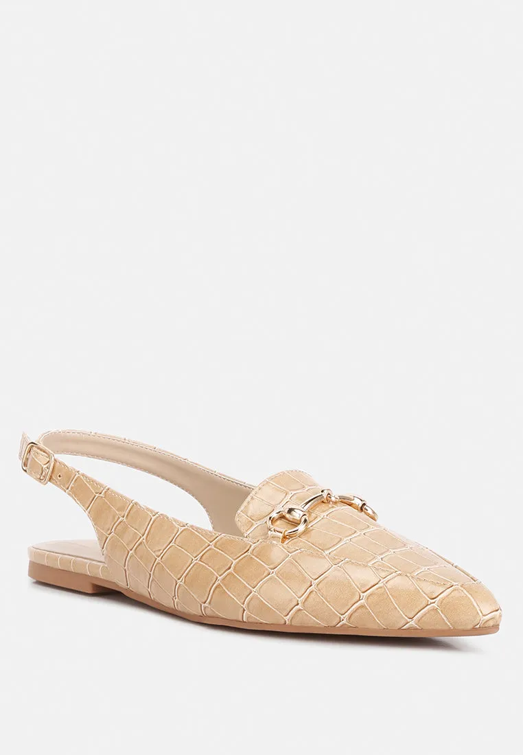 Trempe Croc Slingback Flat Sandals By Ruw