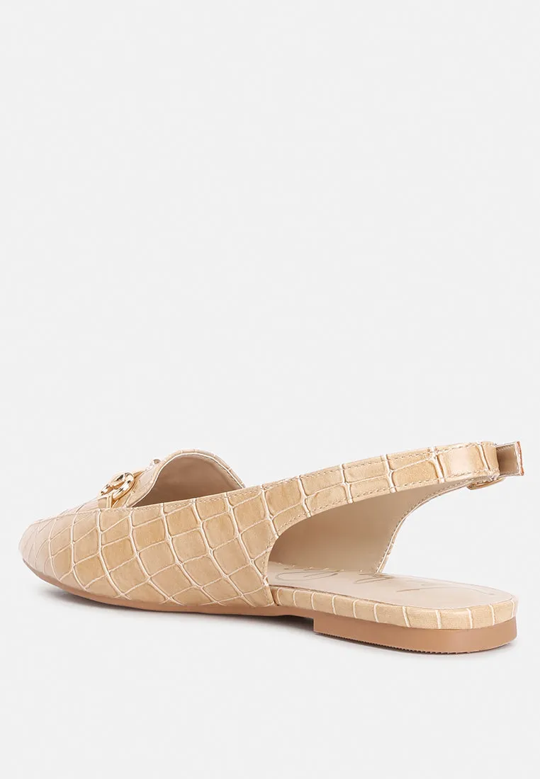 Trempe Croc Slingback Flat Sandals By Ruw