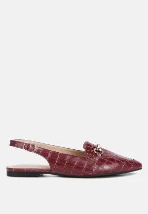 Trempe Croc Slingback Flat Sandals By Ruw
