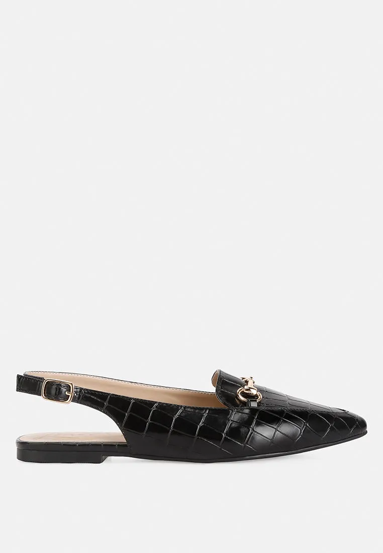 Trempe Croc Slingback Flat Sandals By Ruw