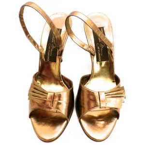 Vintage Womens Shoes Bronze Metallic Slingback Heel Sesto Meucci 6.5