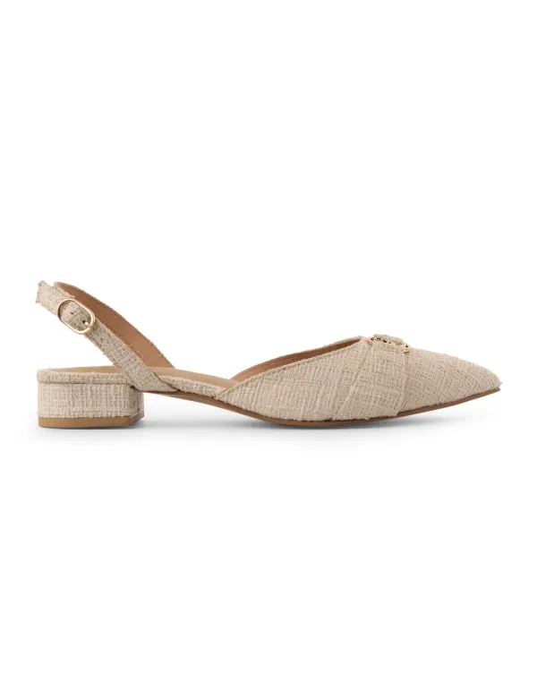 White Canvas : Slingback Heels