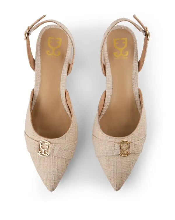 White Canvas : Slingback Heels