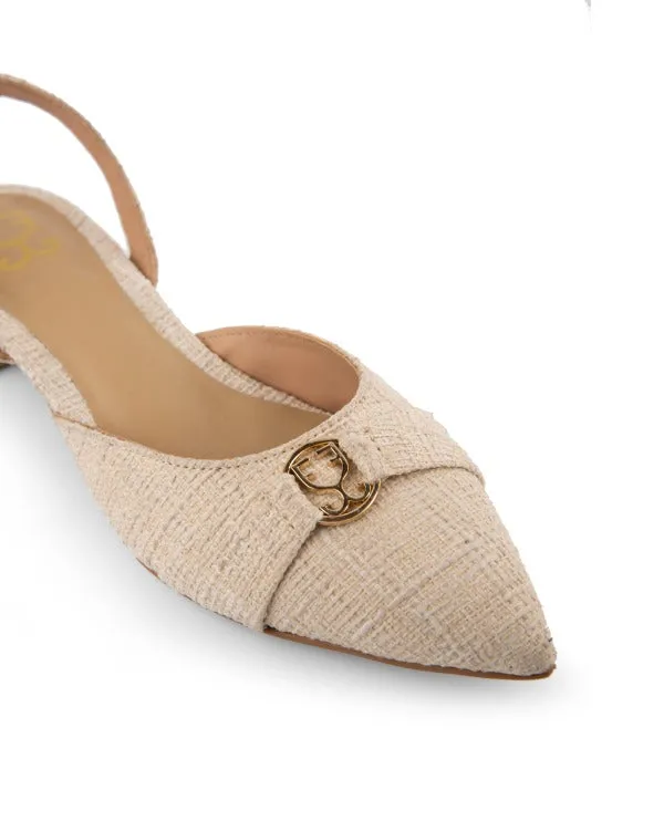 White Canvas : Slingback Heels