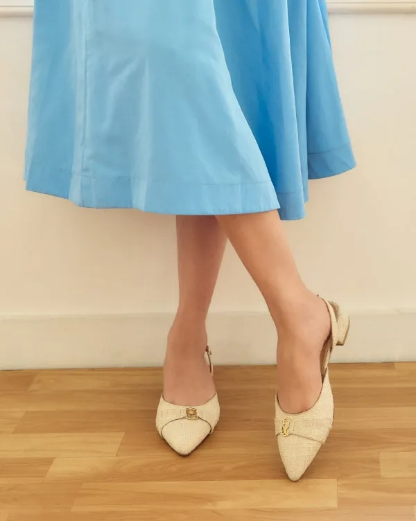 White Canvas : Slingback Heels